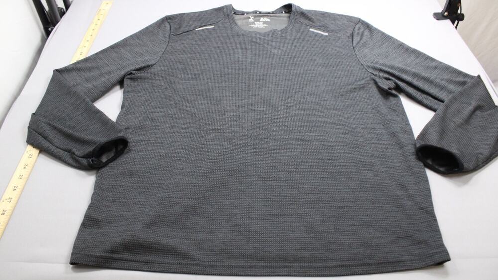 Xersion T-Shirt Quick-Dri Long Sleeve Waffle Crew Mens XXL Gray Moisture Wicking